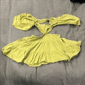 Free People Green Off Shoulder Backless Dress New Never Worn